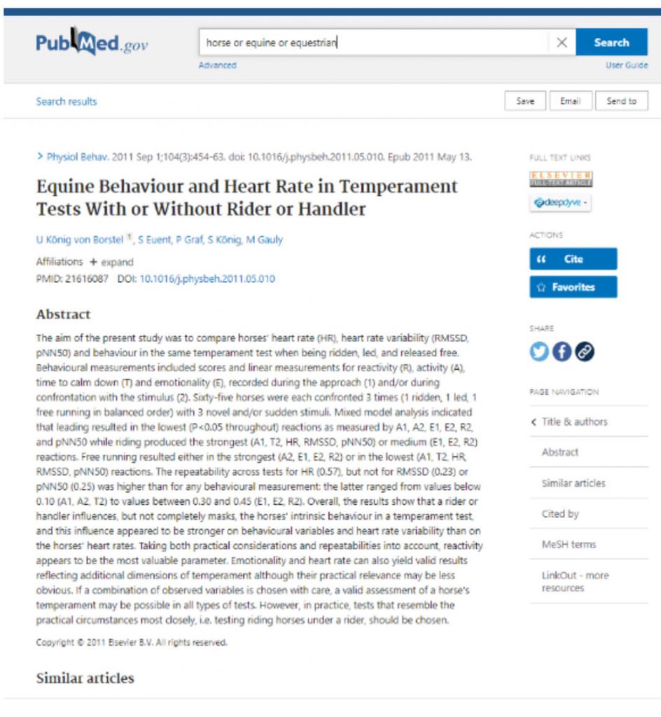 Screenshot from Pubmed website